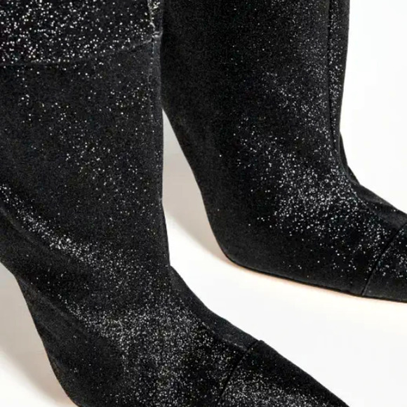 Good American NEW Slouch Over the Knee Black Glitter Stiletto Heel Boots 7 - Picture 3 of 13